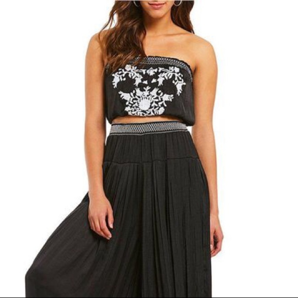 Free people tropical haze embroidered crop top